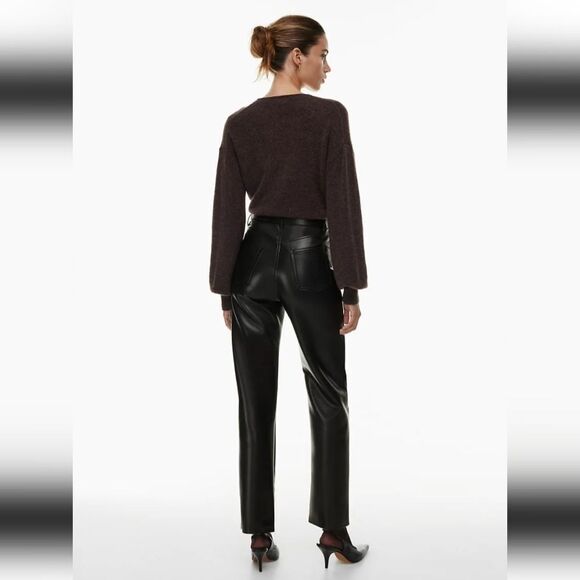 Wilfred Free High-Waist Vegan Leather Pants sz 6=28×27 - Picture 3 of 13